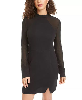 Vestido justo com manga de malha Material Girl Juniors, preto, tamanho grande