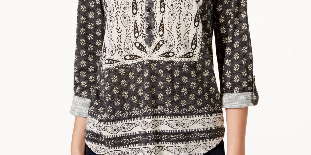 Blusa feminina estampada estilo camponês preta tamanho PL