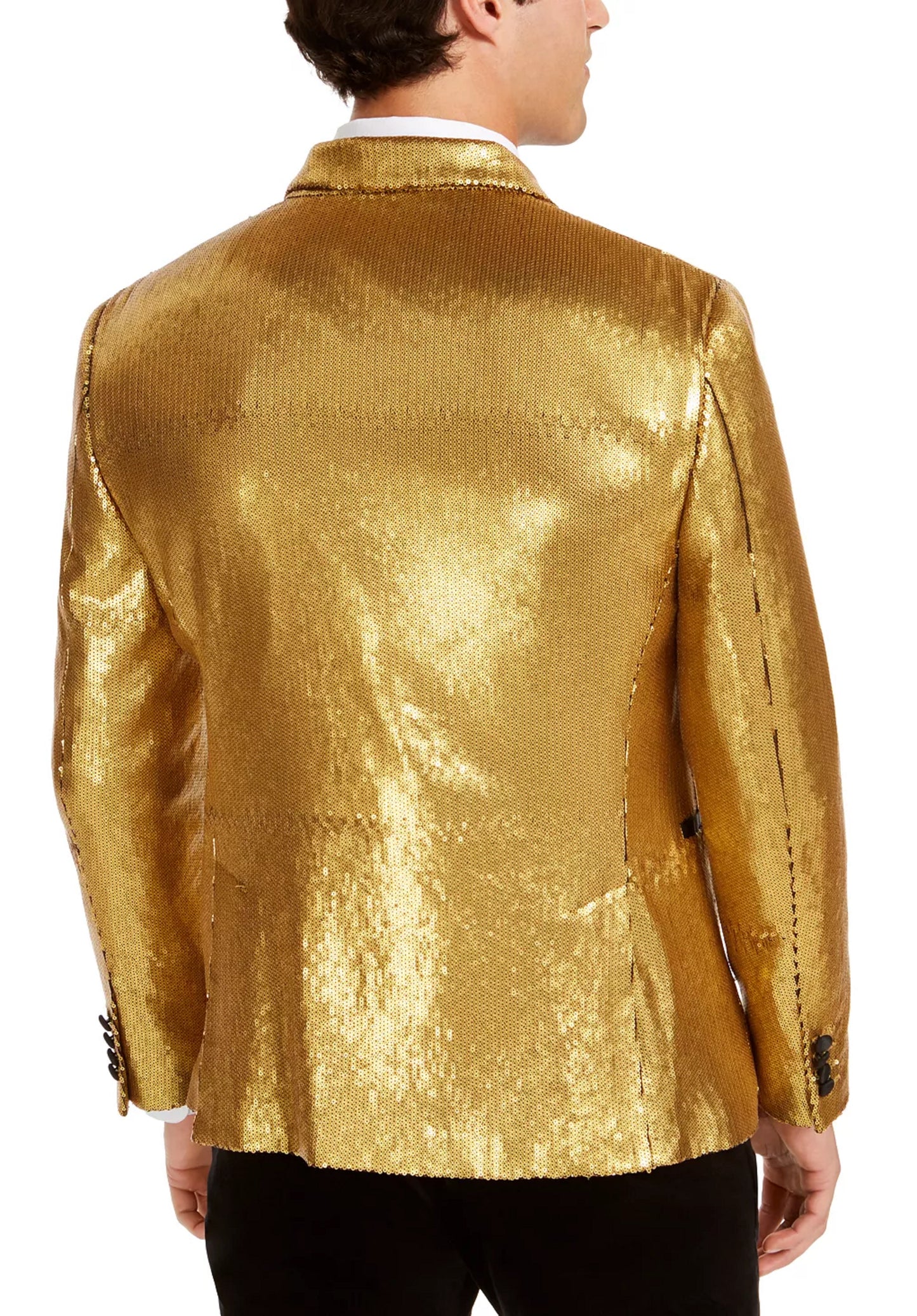 Blazer smoking grande e alto com lantejoulas e um botão da INC International Concepts, tamanho dourado 3XB