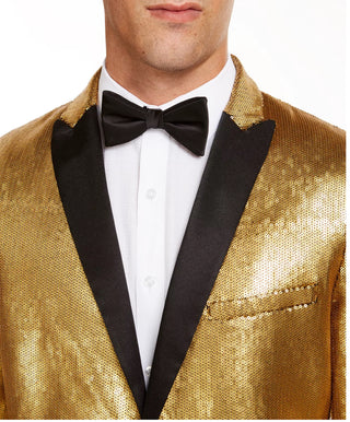 Blazer smoking grande e alto com lantejoulas e um botão da INC International Concepts, tamanho dourado 3XB