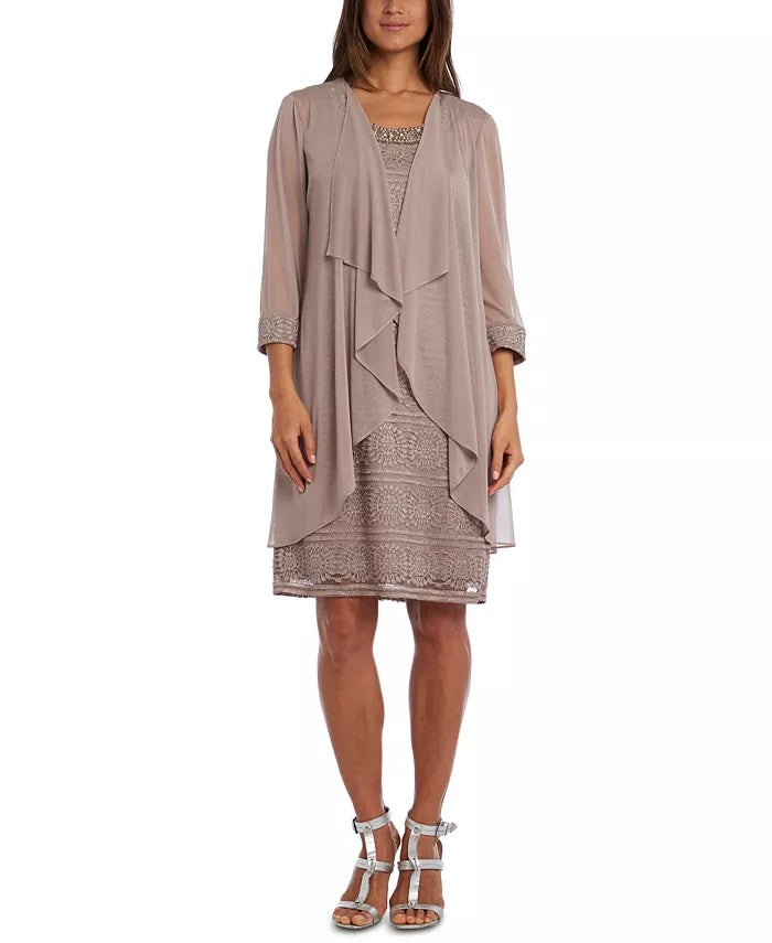 Vestido e jaqueta de renda femininos R &amp; M Richards - rosa, tamanho 14