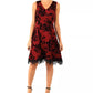 Vestido feminino Donna Ricco com decote em V e ajuste evasê, vermelho, tamanho 12
