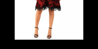 Donna Ricco Women's V-Neck Fit & Flare Dress Red Size 12