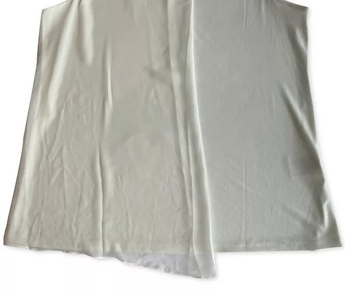 Blusa feminina Alfani de malha lisa com sobreposição sem mangas, branca, tamanho grande