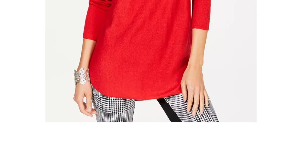 Túnica feminina Petite Sweater da INC International Concepts, vermelha, tamanho médio