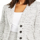 Karl Lagerfeld Blazer curto de tweed feminino de quatro botões, branco - verde, tamanho 13