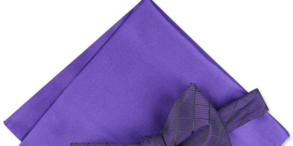 Conjunto de gravata borboleta e lenço de bolso liso Alfani masculino, tamanho regular, roxo