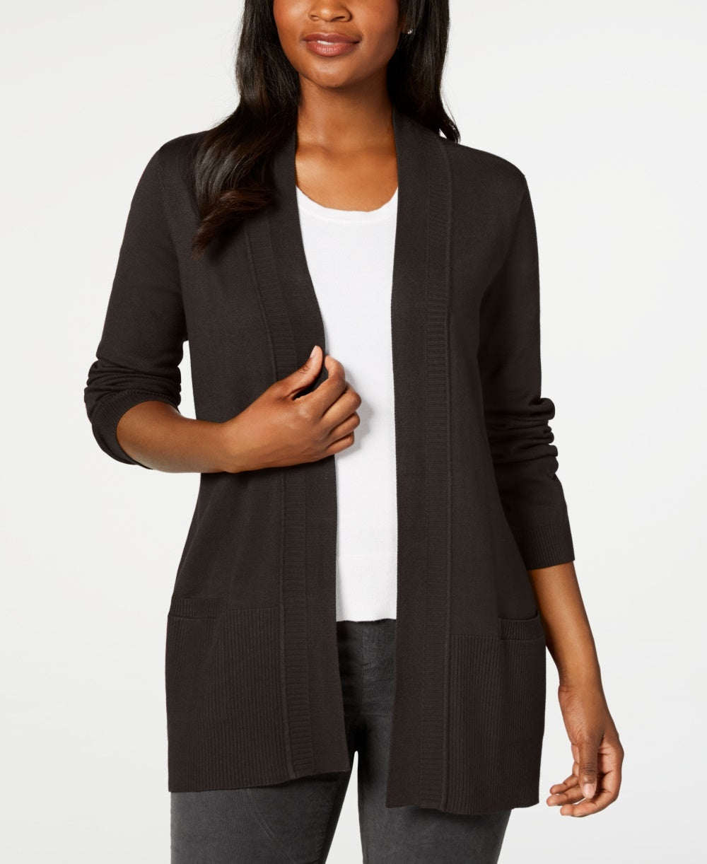 Karen Scott Cardigan Feminino Frente Aberta Marrom Tamanho P