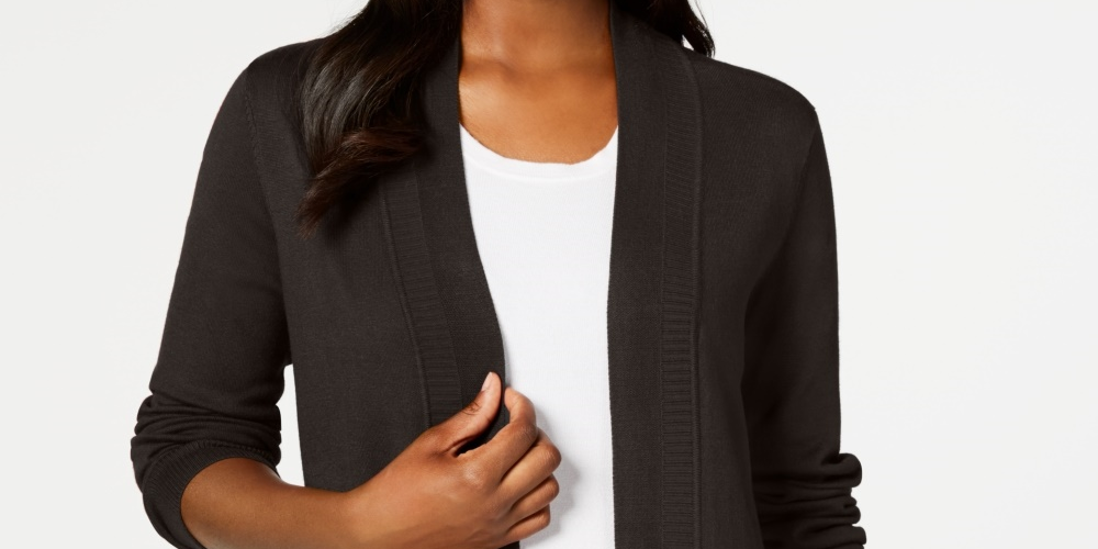 Karen Scott Cardigan Feminino Frente Aberta Marrom Tamanho P