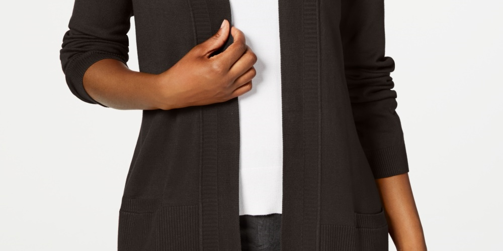 Karen Scott Cardigan Feminino Frente Aberta Marrom Tamanho P