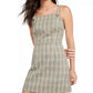 Vestido de noite curto com zíper e alças finas, xadrez xadrez, bege, tamanho grande, Bebop para mulheres