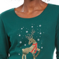 Karen Scott Blusa Feminina Deer Decor Gola Redonda Verde Tamanho Pequeno