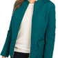 Jaqueta feminina acolchoada com gola mandarim Charter Club, verde, tamanho X-S