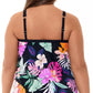 Top tankini feminino com aro floral e deco Swim Solutions, preto, tamanho 24W