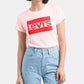 Camiseta Levi's Feminina com Estampa de Logotipo Flocado Rosa Tamanho P