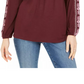 Blusa feminina bordada com decote redondo e amarração estilo &amp; co, vinho, tamanho grande