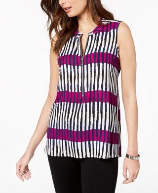 Blusa feminina Alfani sem mangas com zíper frontal, roxa, tamanho PS/M