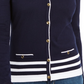 Karen Scott Cardigan Alexa Stripe Feminino Azul Tamanho - PS/M