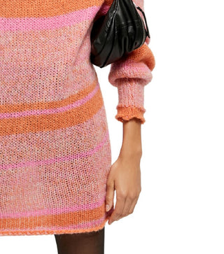 Suéter túnica listrado de lã mista feminino Free People, rosa, tamanho pequeno