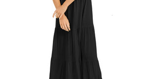 INC International Concepts Vestido midi peplum com corpete franzido feminino, preto, tamanho extrapequeno