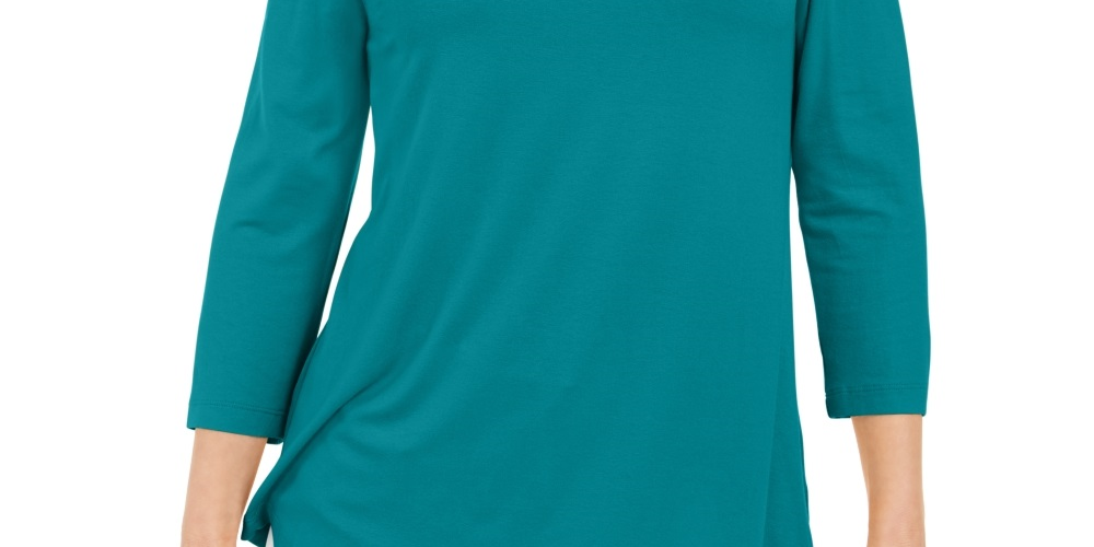 JM Collection Blusa feminina com ombros descobertos, azul, tamanho médio