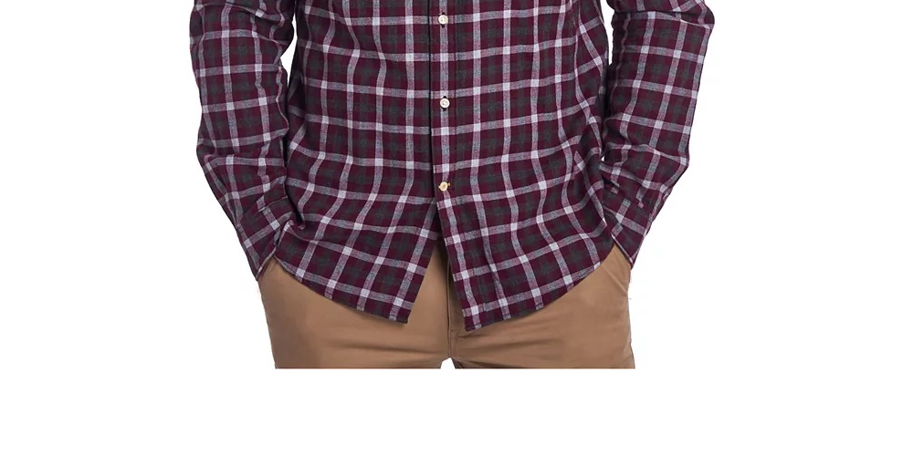 Camisa Barbour Masculina de Algodão Macio com Xadrez Gingham 16, Tamanho X-G, Vermelho Merlot