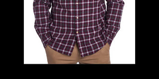 Barbour Men's Tailored-Fit Gingham 16 Check Soft Cotton Shirt Merlot Red Size X-Large