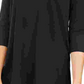 Blusa feminina Alfani com recortes nos ombros, lisa, manga 3/4, decote em V, preta, tamanho grande