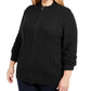 Karen Scott Suéter Cardigan Plus Size Tricô Cabo Feminino Preto Tamanho -0X
