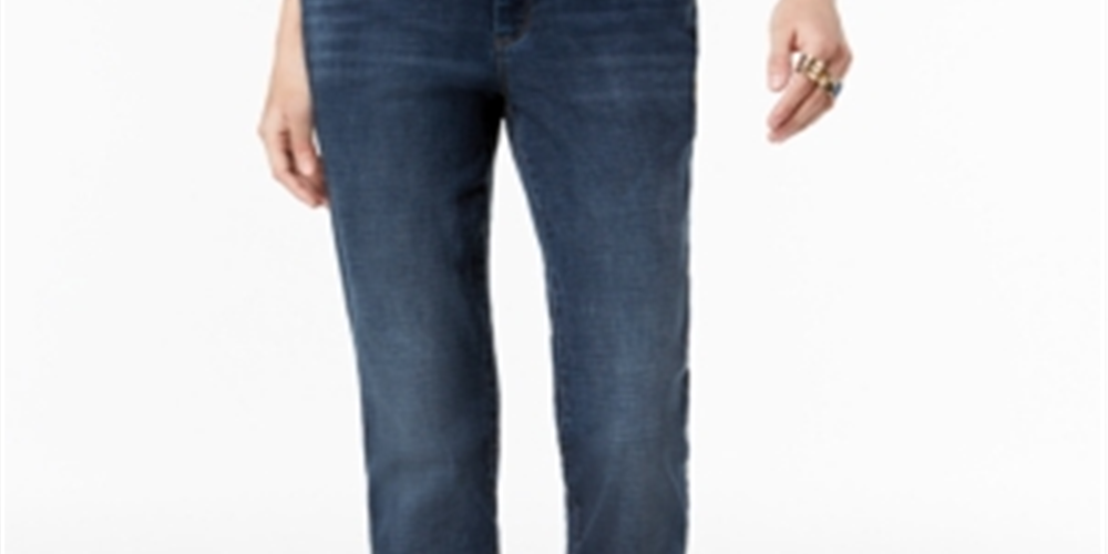Calça jeans curta feminina Curvy Fit Boyfriend da INC International Concepts, azul, tamanho 2