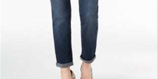 Calça jeans curta feminina Curvy Fit Boyfriend da INC International Concepts, azul, tamanho 2