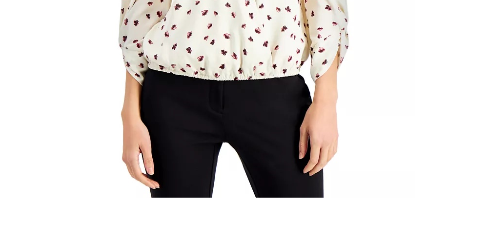 Blusa feminina Alfani com sobrepeliz estampada, bege, tamanho X-S
