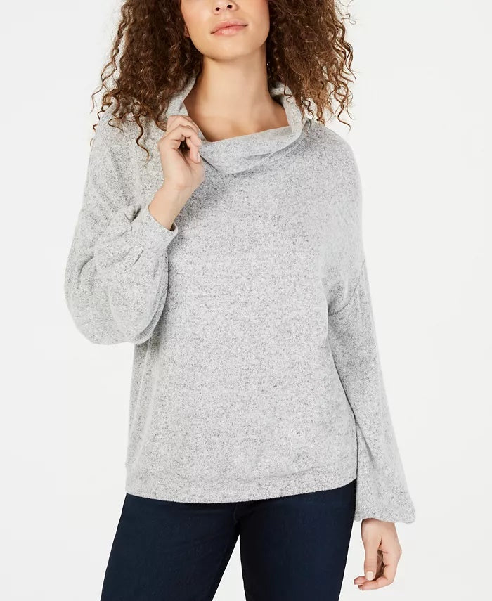 Blusa de malha com gola alta feminina INC International Concepts, cinza, tamanho X-S