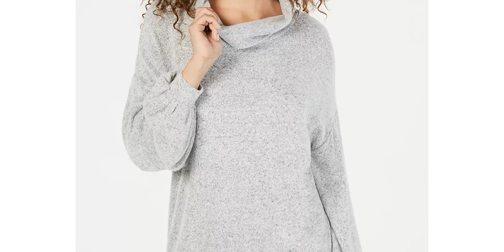 Blusa de malha com gola alta feminina INC International Concepts, cinza, tamanho X-S