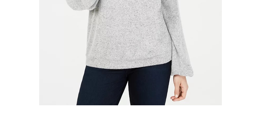 Blusa de malha com gola alta feminina INC International Concepts, cinza, tamanho X-S