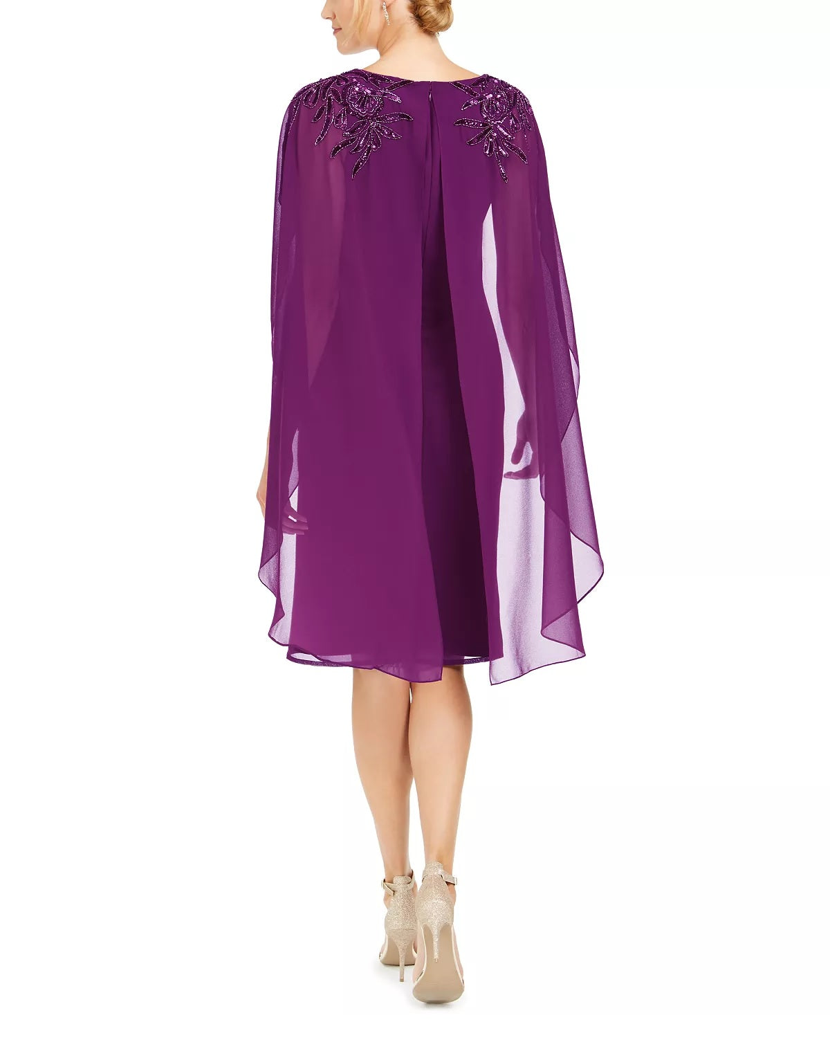 Vestido tubinho com capa e contas Adrianna Papell feminino Wildberry tamanho 12