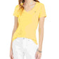 Camiseta feminina Tommy Hilfiger com decote em V dourada tamanho extragrande