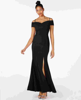 Nightway Women's Cold Shoulder Gown Black Size 10