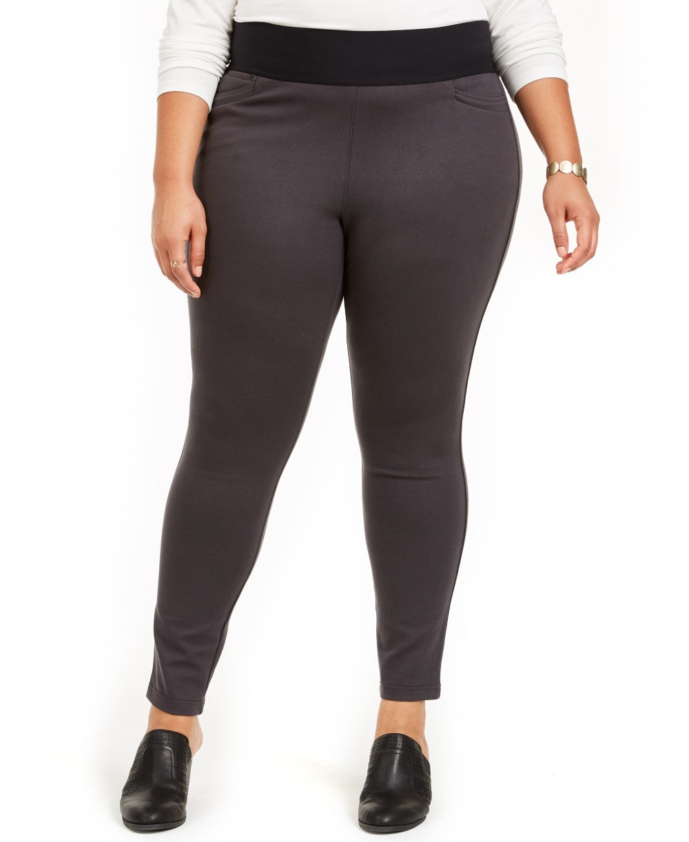 Leggings femininas plus size de malha ponte com cintura larga, estilo &amp; co, cinza, tamanho 14W