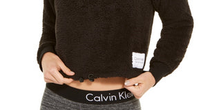 Blusa feminina Calvin Klein Performance Fleece com zíper de um quarto, preta, tamanho grande