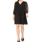 Vestido plissado de chiffon Calvin Klein feminino, preto, tamanho 6