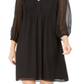 Vestido plissado de chiffon Calvin Klein feminino, preto, tamanho 6