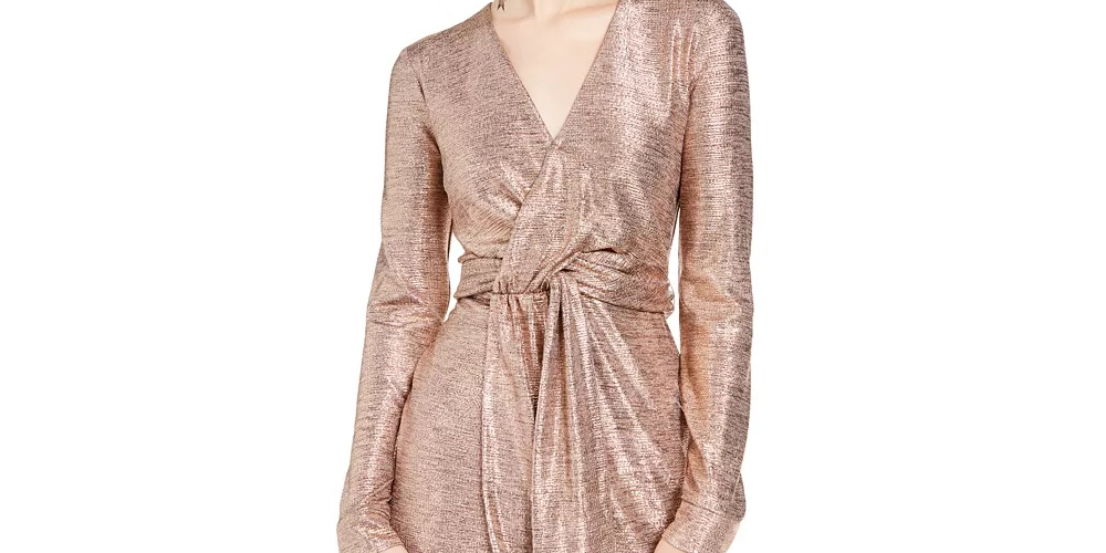 Vestido de festa curto com zíper e cinto, manga comprida, decote em V, bege, tamanho 0, da City Studios