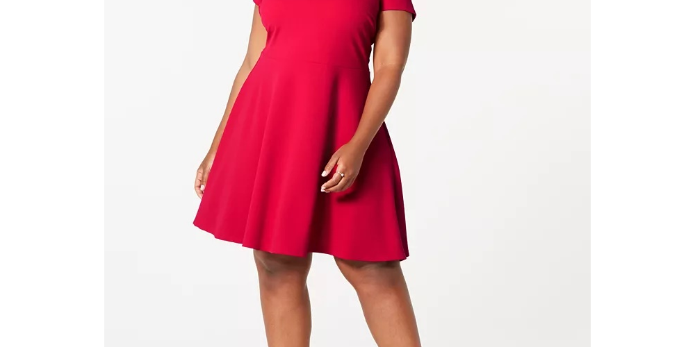 Vestido feminino B Darlin plus size com alças finas e laço nas costas, vermelho, tamanho quadrado 18W