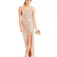 Emerald Sundae Juniors' Sequin Side-Pleated Gown Pink  Size Small