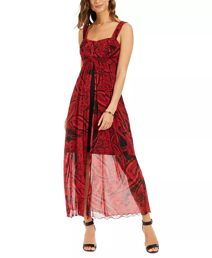 Macacão feminino com estampa vermelha e alças finas e decote coração, tamanho 10, da Connected Apparel