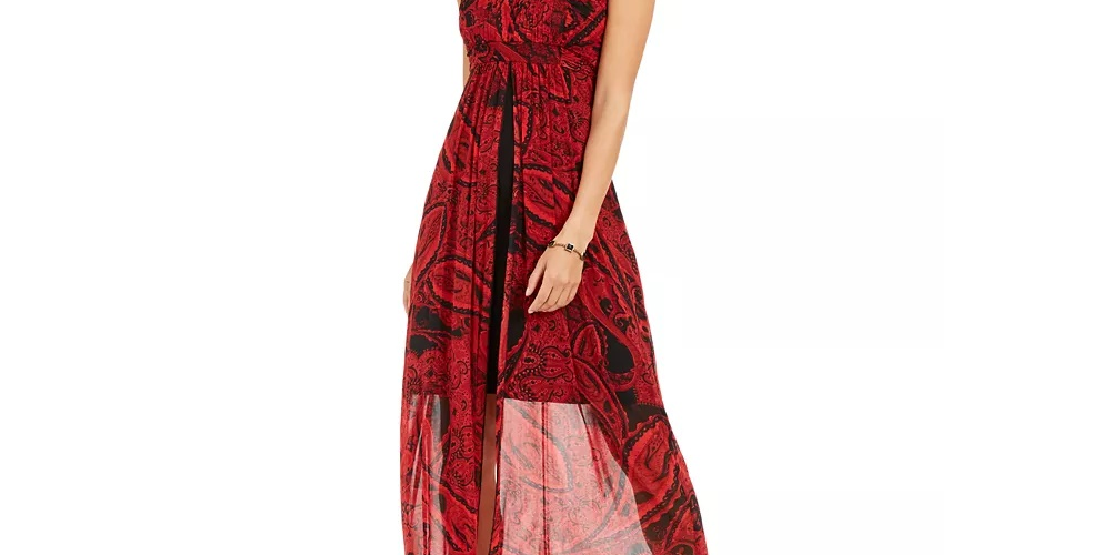 Macacão feminino com estampa vermelha e alças finas e decote coração, tamanho 10, da Connected Apparel