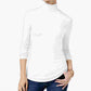 Blusa feminina de gola alta Maison Jules, branca, tamanho médio