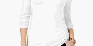 Blusa feminina de gola alta Maison Jules, branca, tamanho médio