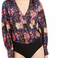 Body feminino Bar III com sobrepeliz estampado em confete, preto, tamanho XX-G